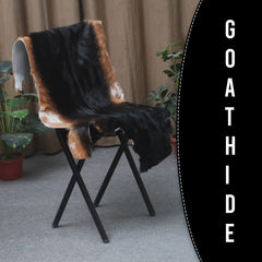 Black and Brown Handmade Goat Skin Rug – Rustic Charm for Your Home