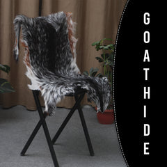 Rustic Black and White Goat Hide Rug - Perfect for Floor or Wall Décor