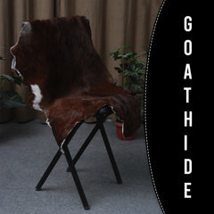 Rustic Dark Brown Goat Hide Rug - Genuine Leather for Timeless Home Styling