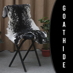 Luxurious Black and White Goat Skin Rug - Natural Hair-On Leather for Home Styling