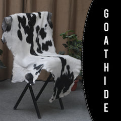 Handcrafted Black and White Goat Skin Rug - Soft and Durable Hair-On Leather