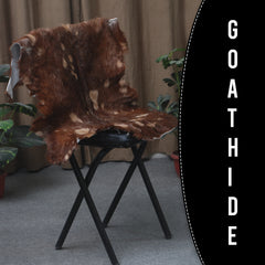 Natural Tri-Color Goat Hide Rug - Luxurious Accent for Rustic and Modern Spaces