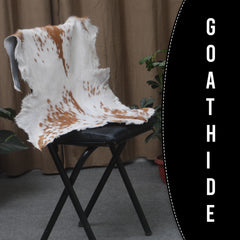 Luxurious Brown & White Genuine Goat Skin Rug for Home Décor