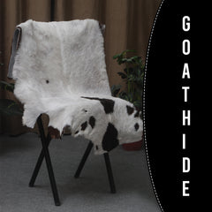 Luxurious Black and White Goat Skin Rug - Natural Hair-On Leather for Home Styling