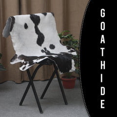 Rustic Black and White Goat Hide Rug - Perfect for Floor or Wall Décor