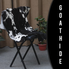 Black and White Handmade Goat Skin Rug – Rustic Charm for Your Home