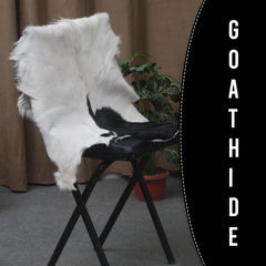 Rustic Black and White Goat Hide Rug - Perfect for Floor or Wall Décor