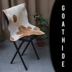Elegant Brown and White Goat Hide Rug - Perfect Accent for Living Room or Bedroom