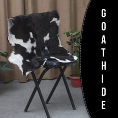 Elegant Black and White Goat Hide Rug - Perfect Accent for Any Room