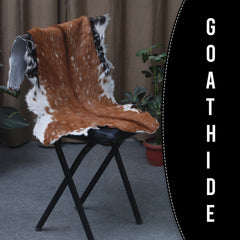 Goat Skin Rug: Tri-Color genuine Goat hide rug