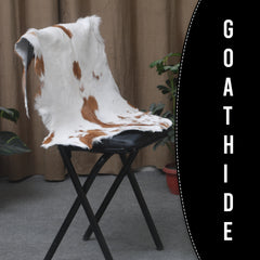 Decorative Brown and White Goat Hide Rug - Perfect for Floor or Wall Accents