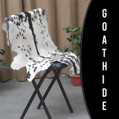 Black and White Handmade Goat Skin Rug – Natural Luxury for Your Home
