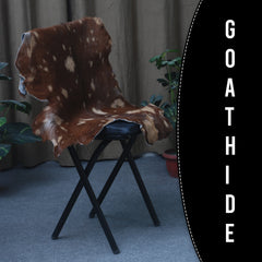 Handcrafted Dark Brown Goat Skin Rug – Authentic Elegance for Your Home