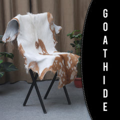 Rustic Brown and White Goat Skin Rug - Unique Pattern for Modern and Classic Décor
