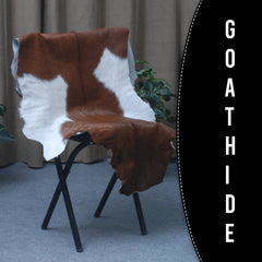 Handcrafted Dark Brown Goat Skin Rug - Genuine Leather for Luxurious Décor