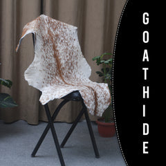 Authentic Hair-On Goat Skin Rug - Brown and White Pattern for Stylish Interiors