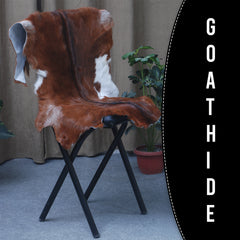 Premium Dark Brown Goat Skin Rug - Rustic Charm for Modern and Classic Interiors