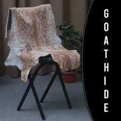 Rustic Brown and White Goat Skin Rug - Unique Pattern for Modern and Classic Décor