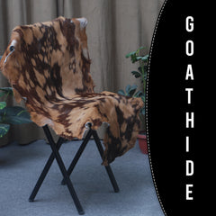 Luxurious Brown & Black Genuine Goat Skin Rug for Home Décor
