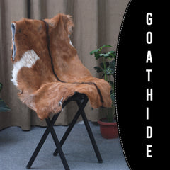 Natural Hair-On Dark Brown Goat Skin Rug - Elegant and Durable for Any Room