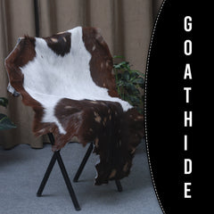 Decorative Brown and White Goat Hide Rug - Perfect for Floor or Wall Accents