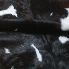 Premium Black and White Goat Skin Rug - Genuine Hair-On Leather for Home Décor