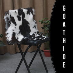 Elegant Black and White Goat Hide Rug - Perfect Accent for Any Room