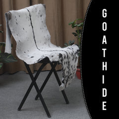 Black and White Handmade Goat Skin Rug – Rustic Charm for Your Home