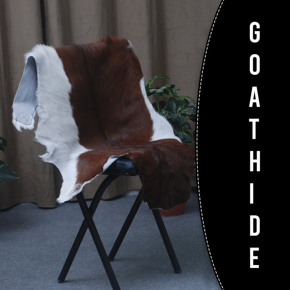 Luxurious Brown & Black Goat Hide Rug - Premium Hair-on Goat Skin - Eco-Friendly - Hypoallergenic - Handcrafted Elegance for Any Room - Celestial Leather Limited