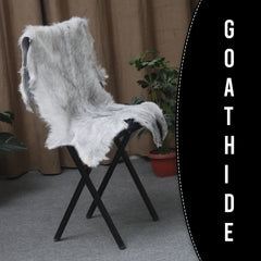 Grey and White Handmade Goat Skin Rug – Natural Luxury for Your Home