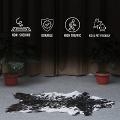 Modern Sophistication: Genuine Black and White Goat Skin Throw Rug for Home Decor - Non-Slippery Back, Hypoallergenic, and Unique Natural