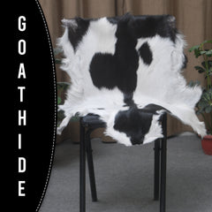 Goat Skin Rug, Black and white Handpicked for Quality, Unique Piece for Sale, Fast UK Delivery