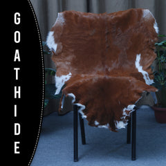 Handcrafted Dark Brown Goat Skin Rug - Genuine Leather for Luxurious Décor
