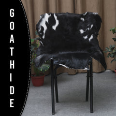 Authentic Hair-On Goat Skin Rug - Black and White Pattern for Luxe Décor