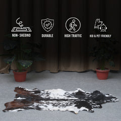 Natural Black and White Goat Hide Rug - Luxurious and Stylish Floor Accent