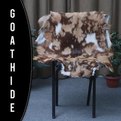 Goat Skin Rug: Tri-Color genuine Goat hide rug
