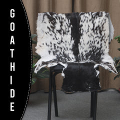 Decorative Black and White Goat Skin Rug - Genuine Leather for Sophisticated Spaces