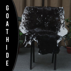 Authentic Hair-On Goat Skin Rug - Black and White Pattern for Luxe Décor