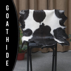 Authentic Hair-On Goat Skin Rug - Black and White Pattern for Luxe Décor