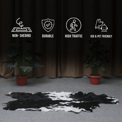 Genuine Goat Skin Rug - Black and White Pattern for Rustic Home Style