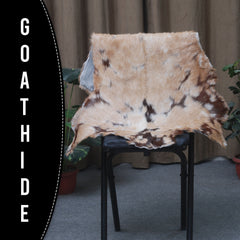 Goat Skin Rug: Tri-Color genuine Goat hide rug