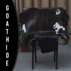 Luxurious Black & White Goat Skin Rug - Handmade, Soft & Hypoallergenic - Eco-friendly, Non-shedding, Unique Art Piece for Home Décor