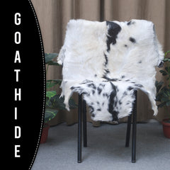 Luxurious Black and White Goat Skin Rug - Natural Hair-On Leather for Home Styling