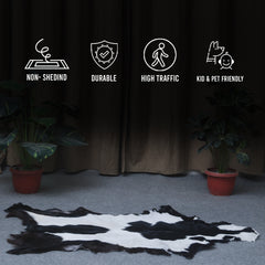 Genuine Goat Skin Rug - Black and White Pattern for Rustic Home Style