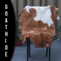 Rustic Dark Brown Goat Hide Rug - Genuine Leather for Timeless Home Styling