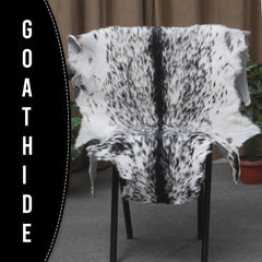 Genuine Goat Skin Rug - Black and White Pattern for Rustic Home Style