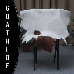Rustic Dark Brown Goat Hide Rug - Genuine Leather for Timeless Home Styling