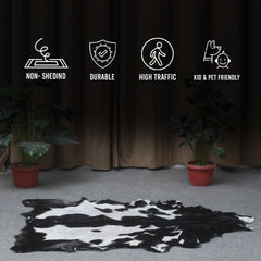 Natural Black and White Goat Hide Rug - Luxurious and Stylish Floor Accent