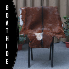 Handcrafted Dark Brown Goat Hide Rug - Soft, Natural Leather for Home Décor