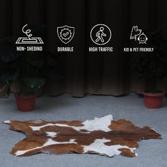Luxurious Handmade Dark Brown & White Goat Skin Rug - Soft, Durable, Non-Shedding, Eco-Friendly - Unique Statement Piece for Home Décor - Celestial Leather Limited